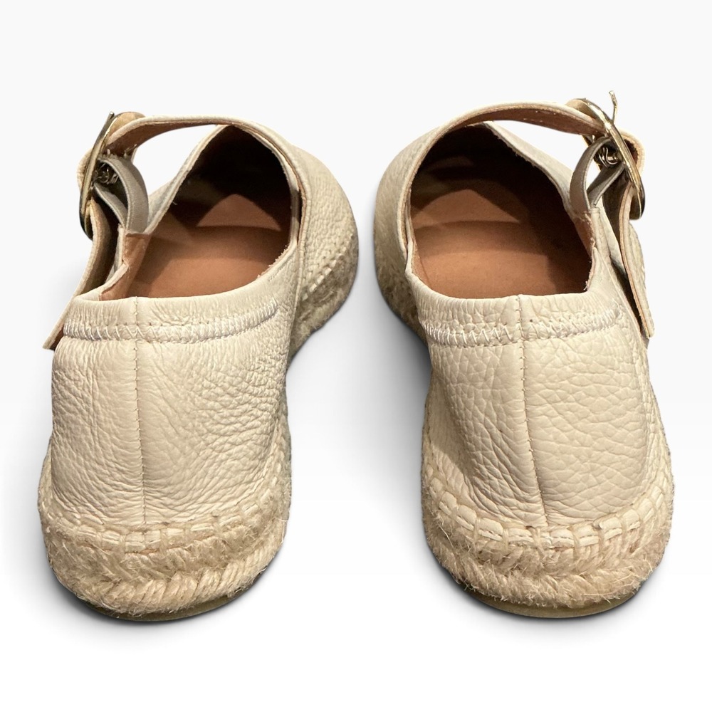 Jutelia Cream Leather Mary Jane Espadrilles Gold Buckle Made‎ in Spain 39 8.5 - Picture 4 of 6